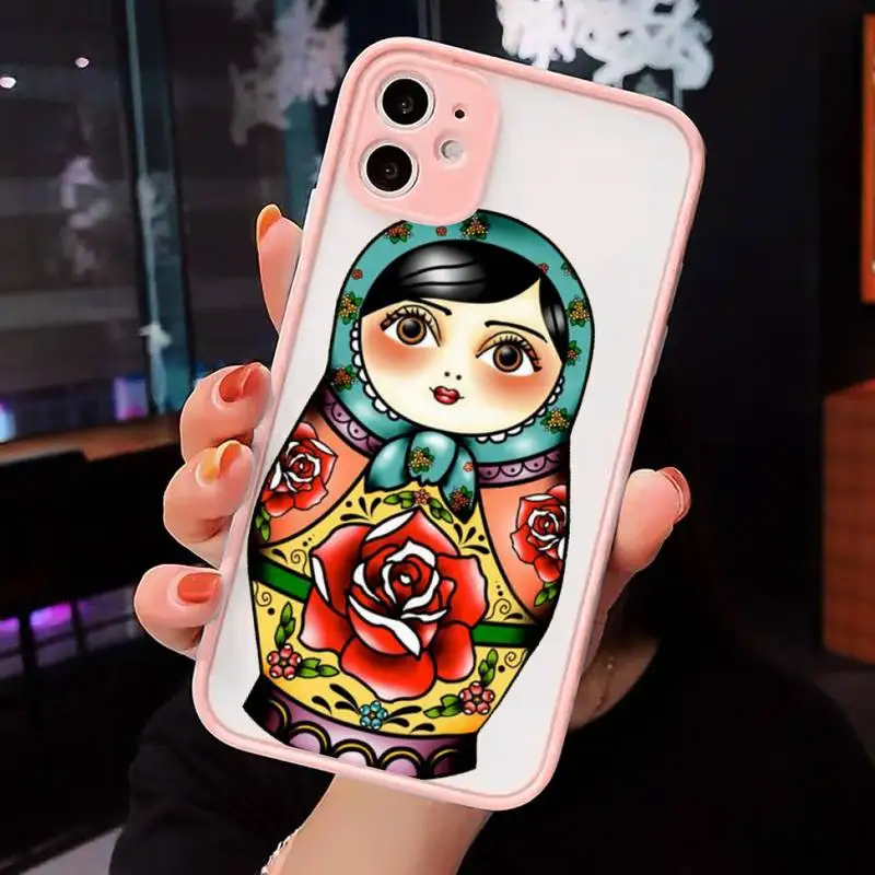 

Russian Dolls Pattern Matryoshka Phone Cases matte transparent For iphone 7 8 11 12 plus mini x xs xr pro max cover