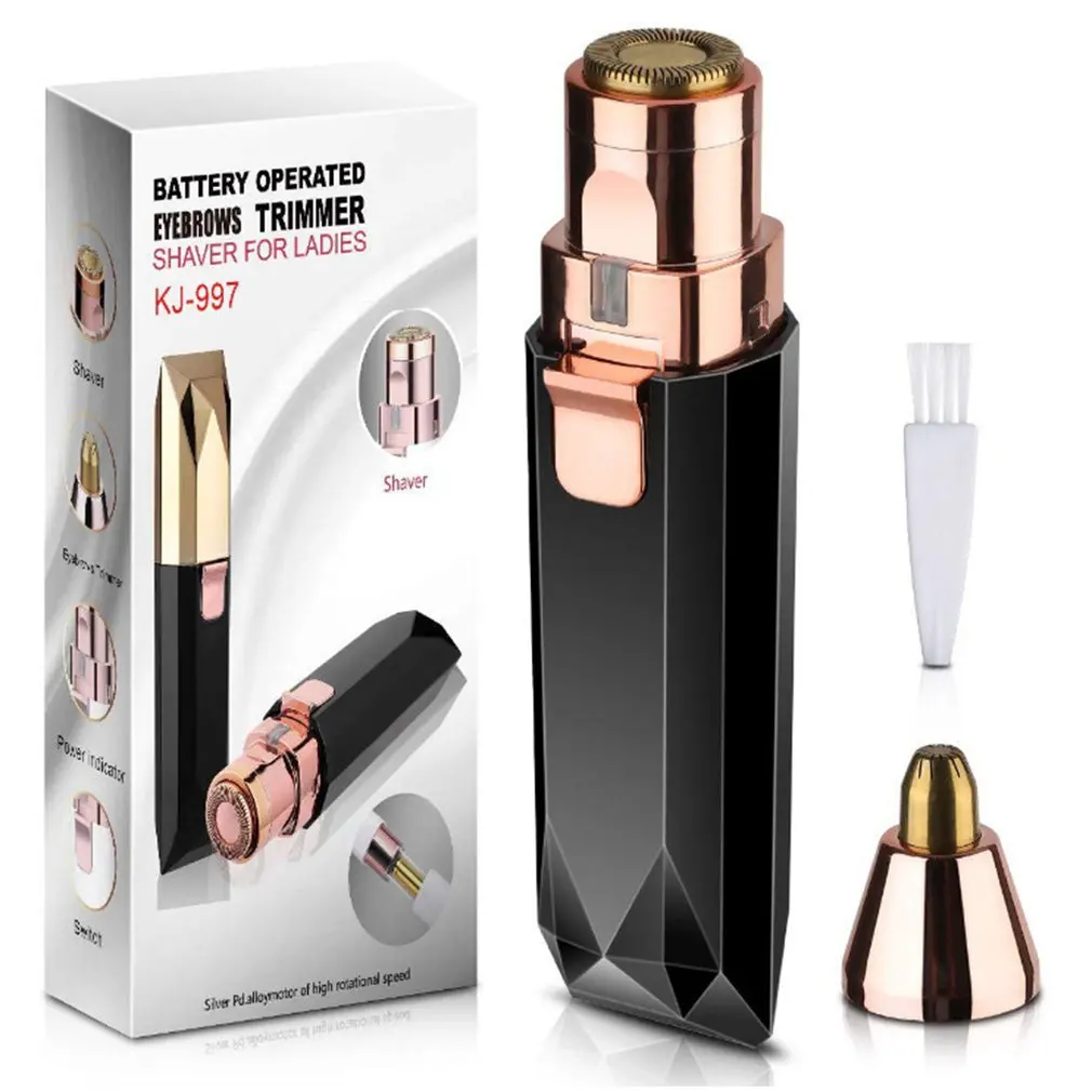 

Дамская бритва, бритва для лица, мини-инструмент для удаления волос, электрический триммер для бровей 2 в 1, триммер для бровей на батарейках