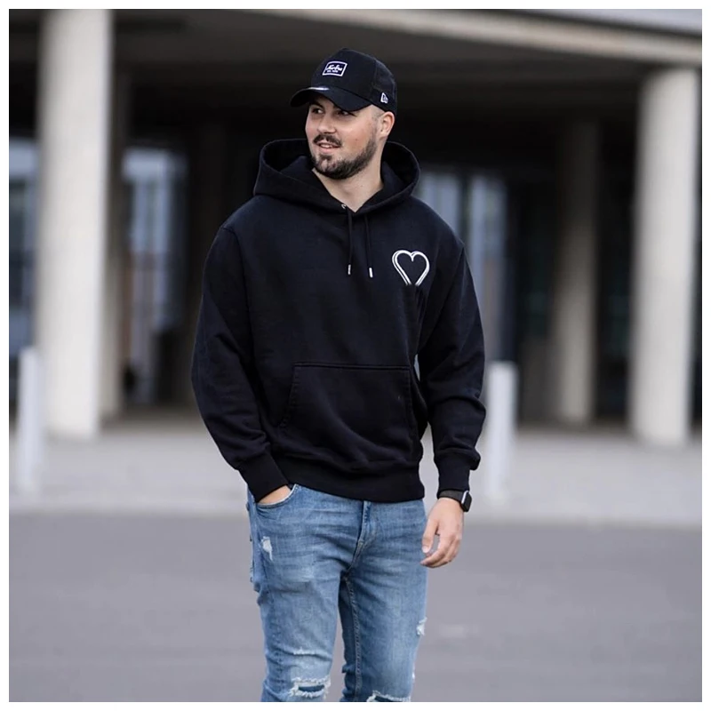 

2020 autumn and winter New hoodie men's and women's street Leisure love flocking embroidery cotton loose pullover hoodie