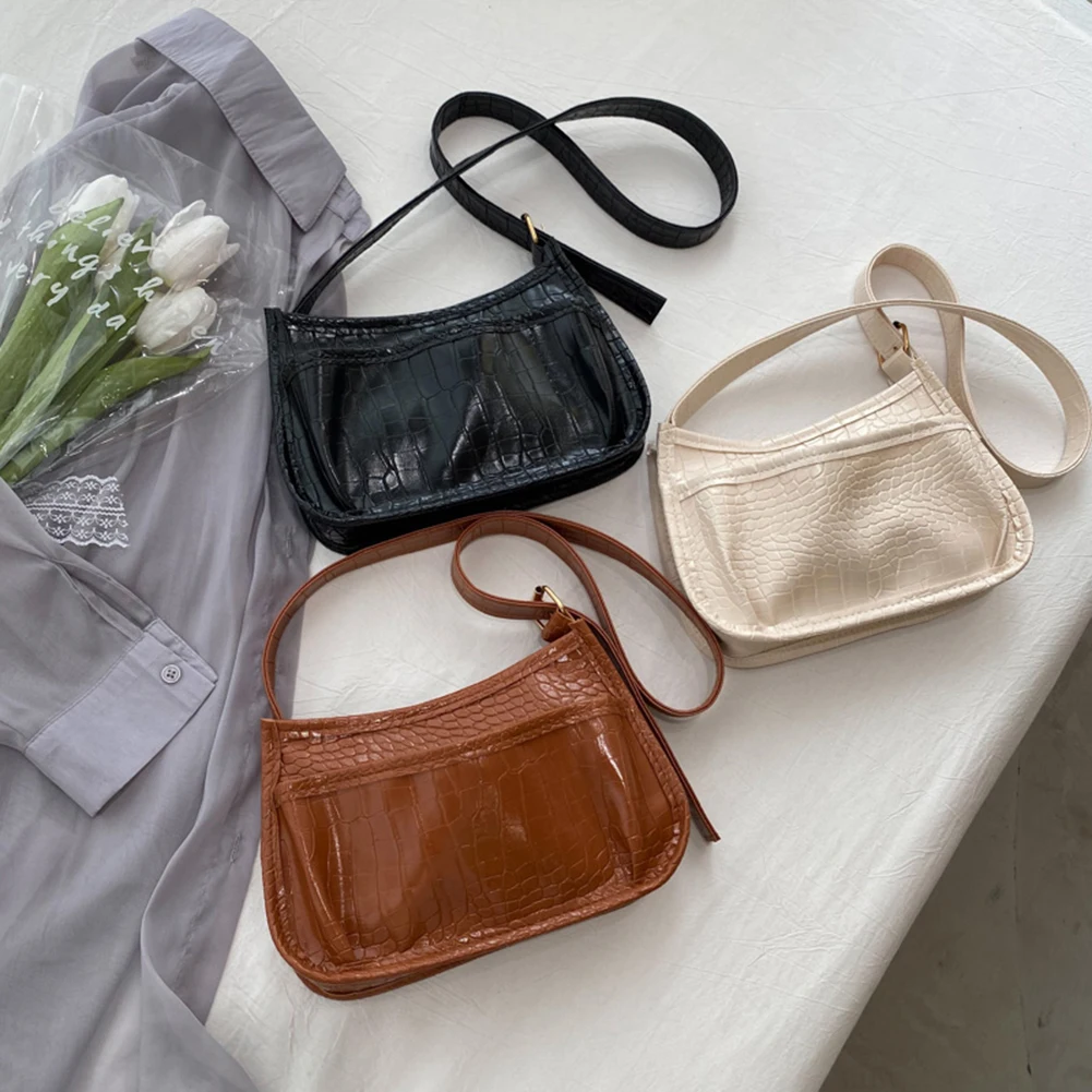 

Women Alligator Pattern Shoulder Bag Vintage PU Leather Small Crossbody Bags Vintage Crocodile Pattern Shoulder Bag