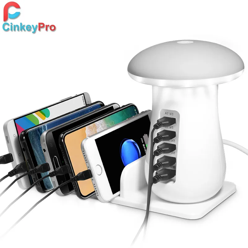

Зарядное устройство CinkeyPro USB со светодиодной лампой, быстрая зарядка 3,0, универсальный адаптер для планшетов Samsung, iPad, iPhone