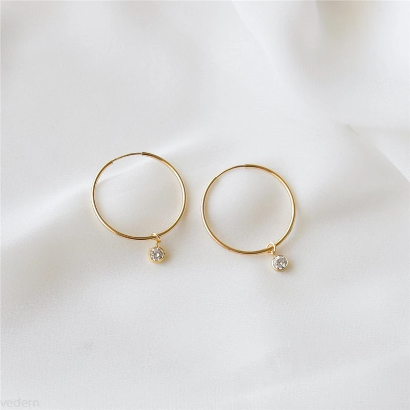 

Gold Hoops Earrings 14K Gold Filled Zircon Jewelry Minimalism Brincos Vintage Pendientes Oorbellen Boho Earrings For Women