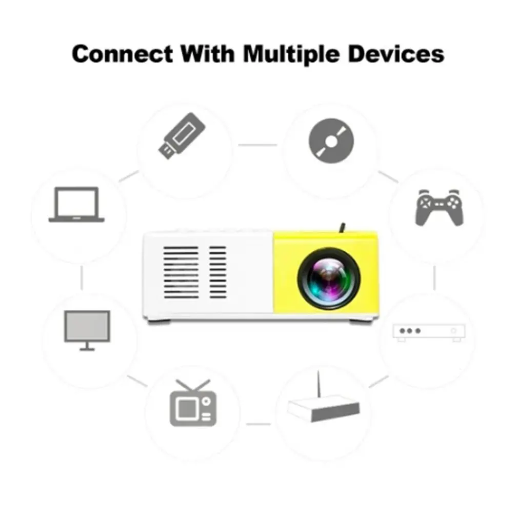 Портативный проектор 3D HD светодиодный домашний кинотеатр 1080p HDMI USB аудио Yg300 Мини