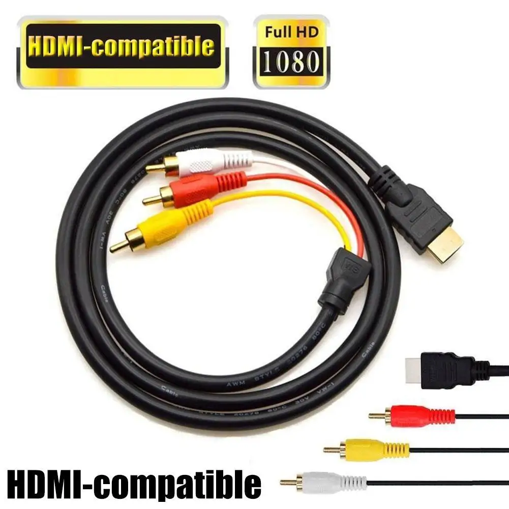 5 футов 1080P HDTV HDMI совместимый штекер к 3 RCA Аудио Видео AV кабель адаптер|Кабели HDMI| |