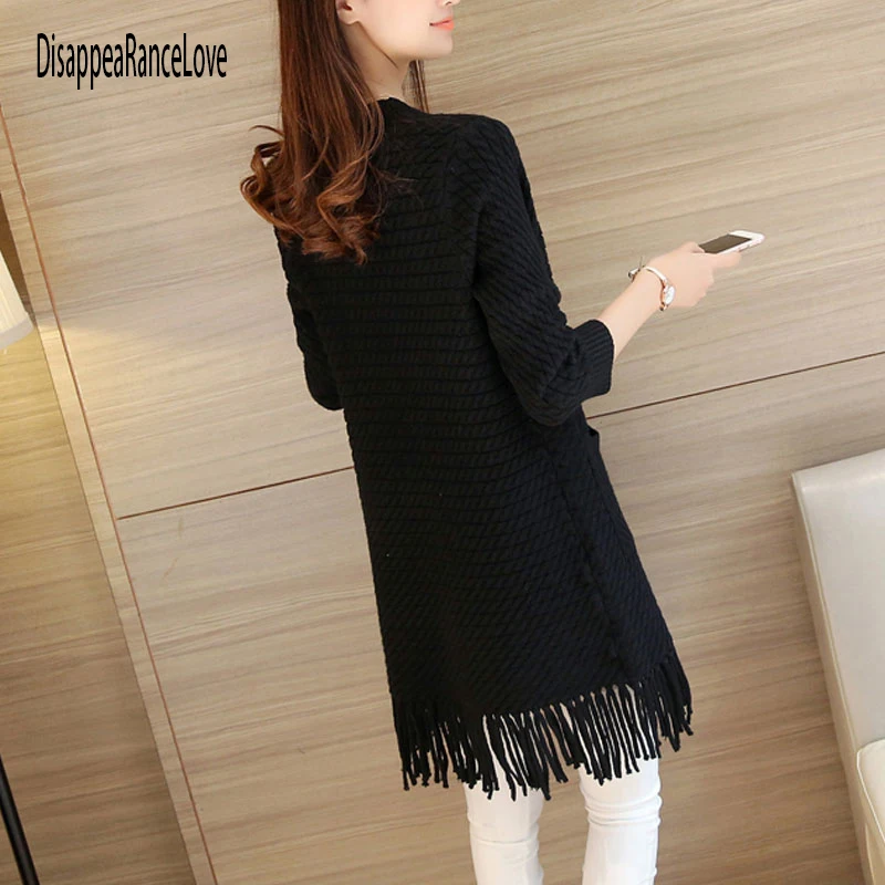 2021 Повседневный длинный вязаный кардиган для девочек свитер Осенний корейский