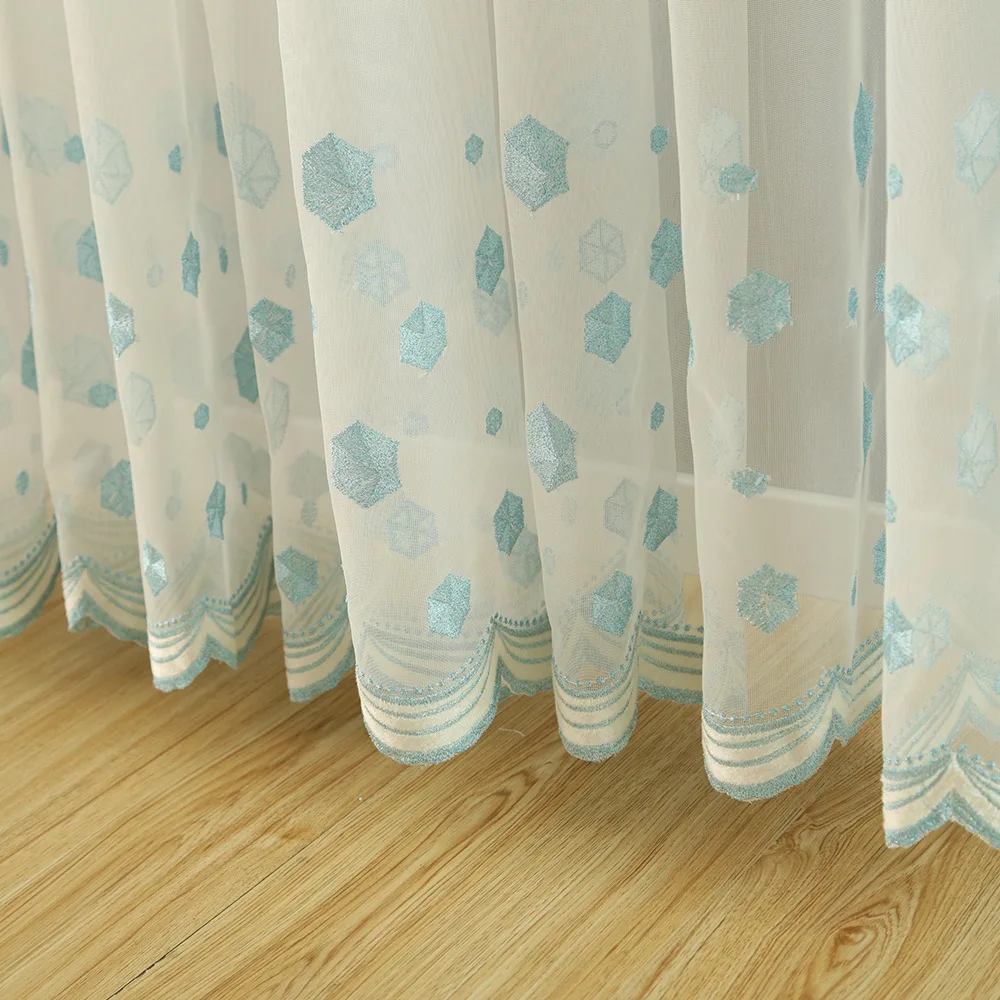 

Idyllic White Embroidered Window Gauze Curtain Translucent White Gauze Curtains for Living Dining Room Bedroom