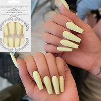 24pcsset full cover fake nails artificial press on long ballerina false nail coffin nails art tips manicure tool