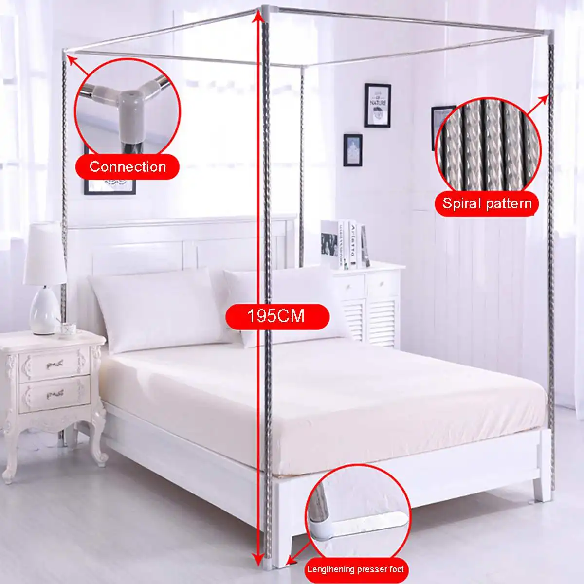 4 Corner Post Bed Canopy Mosquito Netting Bracket No Net | Дом и сад