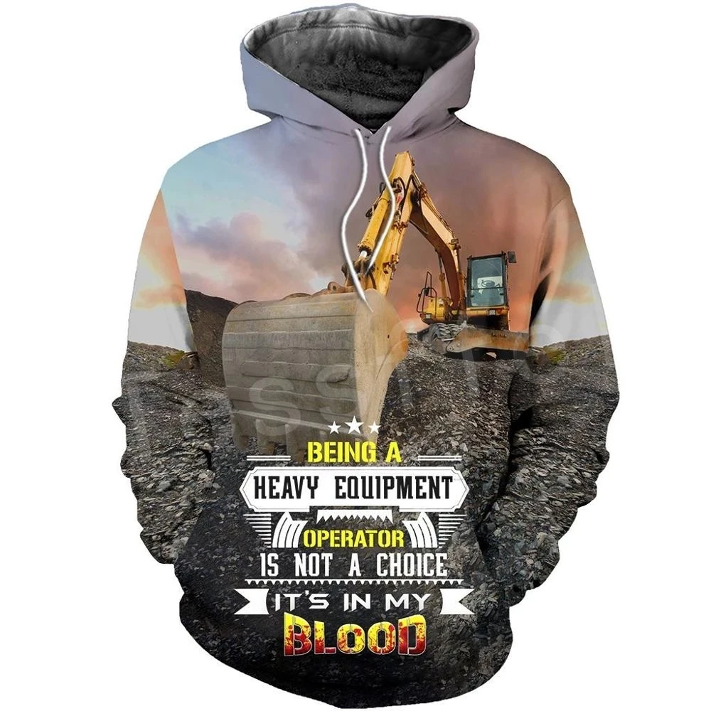 

LIASOSO Excavator Heavy Equipment Operator Worker Driver Tracksuit 3D Print Casual Sweatshirt Hoodies Men/Wome