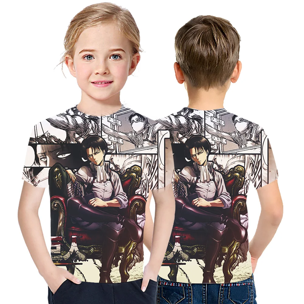 

Children's 3D Print T-Shirt Attack On Titan Anime Boys And Girls Fashion Short Sleeve 2021 Youth Foreign Style Casual Loose Top