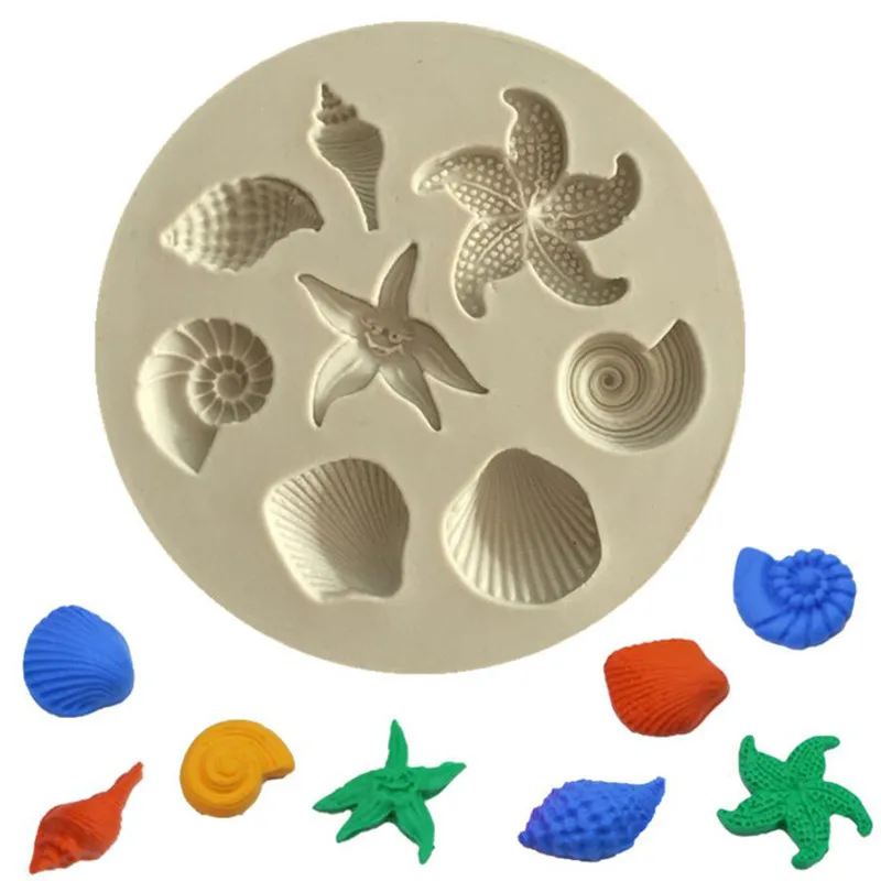 

Sea Shell Conch Starfish Silicone Cake Molds DIY Fondant Cake Decorating Tools Gumpaste Chocolate Candy Soap Clay Moulds