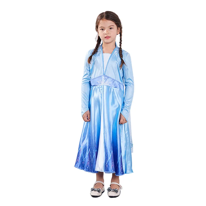Dress «Холодное сердце» 2 Эльзы для девочек детское праздничное платье принцессы Косплэй изображением Эльзы из мультфильма «Холодное сердце» костюмы, платья с длинными рукавами, голубого цвета для детей Fantasia мяч платье Анны из мультфильма - Цвет: Dress