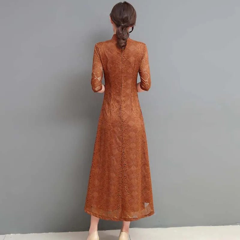 Платье женское традиционное в китайском стиле Элегантное Шелковое хлопковое