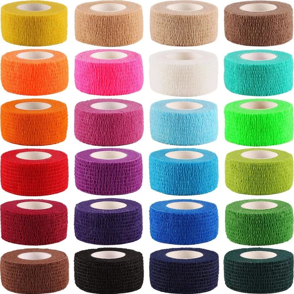 

12 Rolls Sport Self-Adherent Tape Elastoplast Adhesive Wrap Cohesive Bandages First Aid Tape Pet Tape 2.5cm*4.5m Random Color