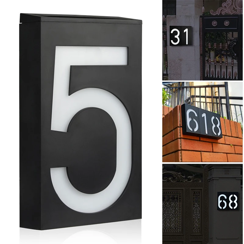 New House Number Light LED Solar Night Light House Outdoor Numbers Plaque Solar Powered Lamp Sign For Garden Yard Drop Shipping
