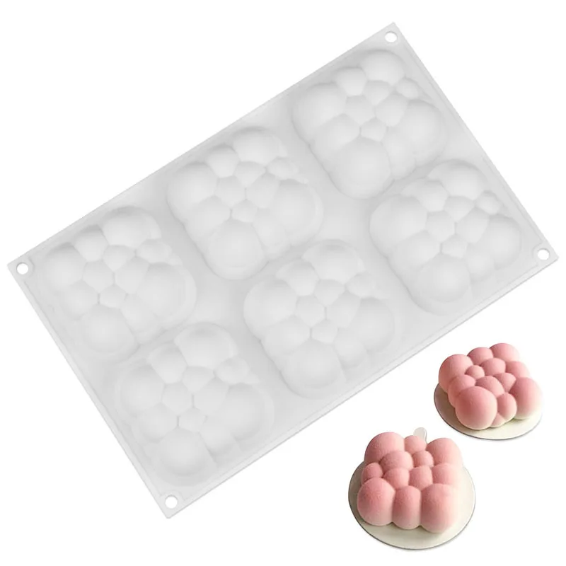 

DAISUHOOM 6 Cavity 3D Sky Cloud Silicone Cake Baking Mold for Chocolate Dessert Mousse Bakeware Pan Pastry Decorating Tools