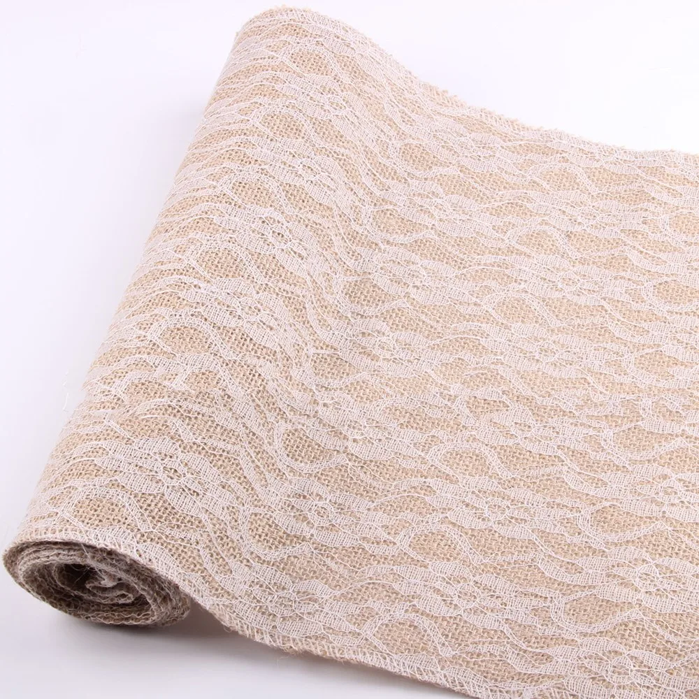 Мешковины день рождения настольный бегун винтажная кружевная скатерть для стола