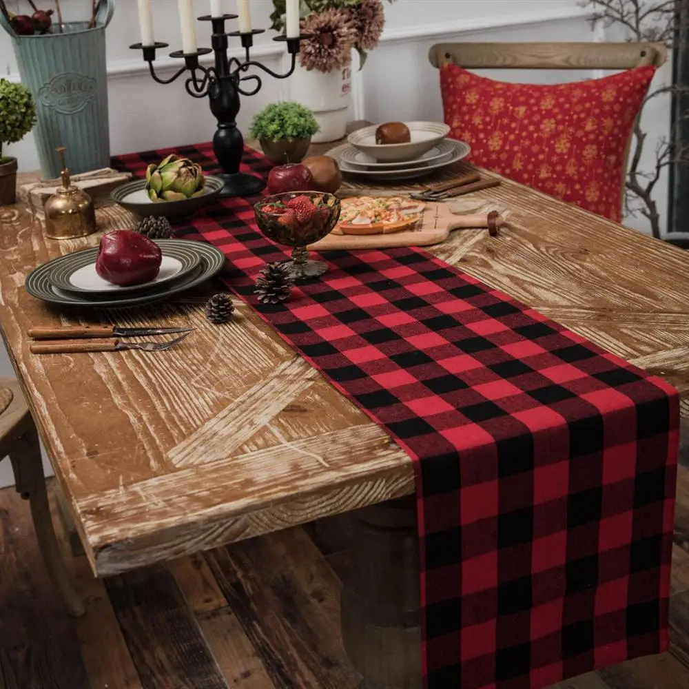 Хлопковые клетчатые скатерти современные для стола салфетки тканевый коврик