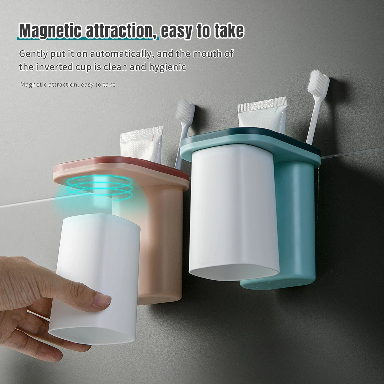 

Magnetic Toothbrush Holder Couple Toothpaste Shaver Shelf Cup Storage Rack Home Bathroom Washroom Accessories