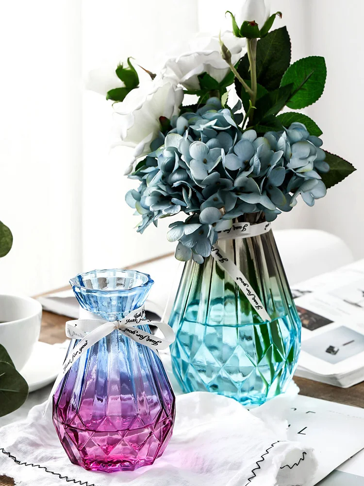 Цветная прозрачная стеклянная ваза для сухоцветов водная культура бутылка