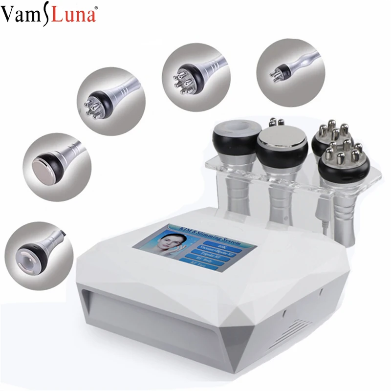 

5 in1 Ultrasonic Liposuction 40K Cavitation Vacuum Multipolar bipolor RF Laser Slimming Radio Frequency Skin Body Salon Machine