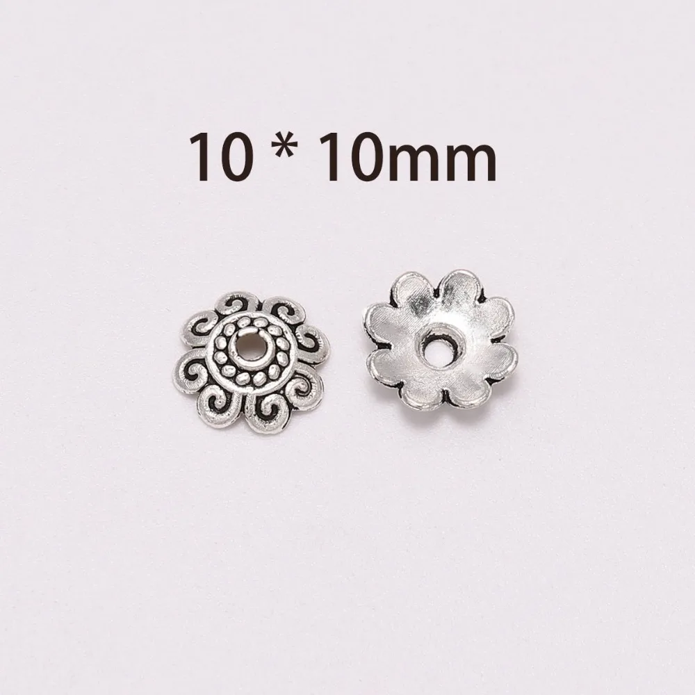 

50pcs/Lot 10mm Antique Beads Caps Carved Flower Loose Sparer Apart Torus End Bead Caps For DIY Jewelry Making Findings