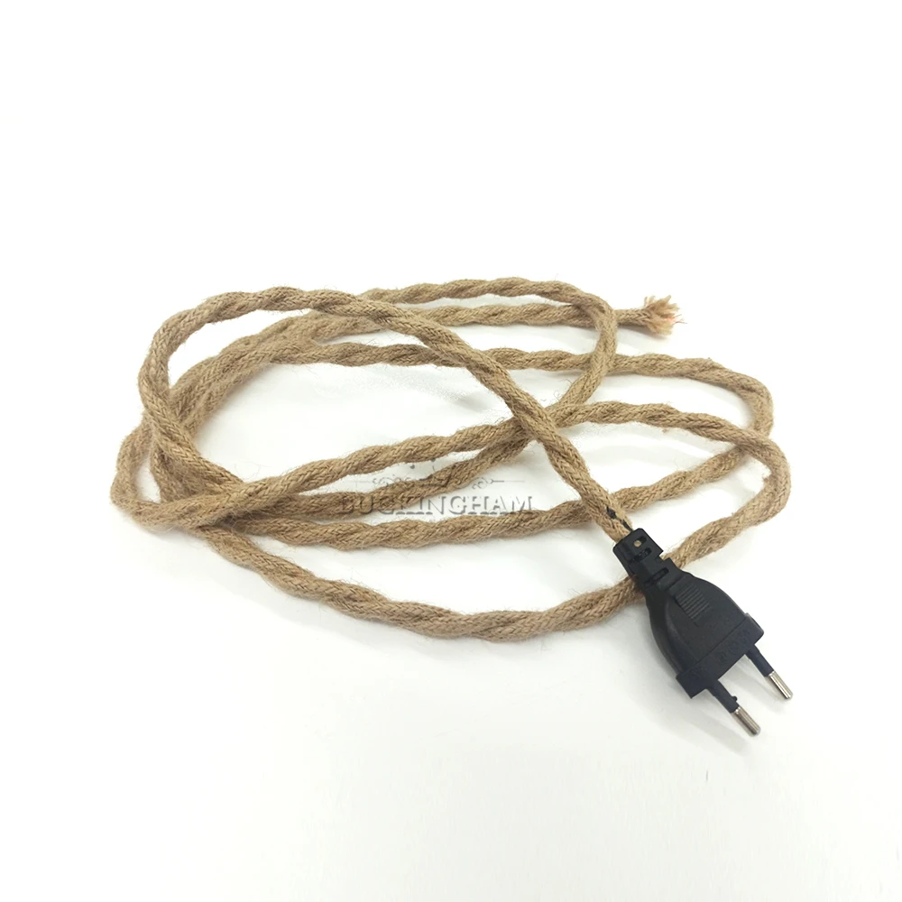 Винтажный держатель для лампы из пеньковой веревки ламп Эдисона E27 вилка - Фото №1
