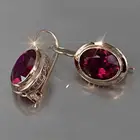 Женские круглые серьги-клипсы, с красным кристаллом и цирконом