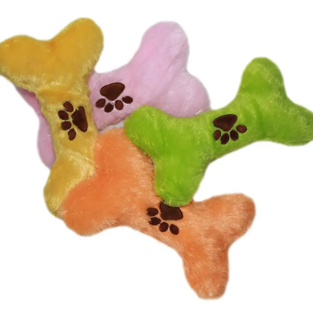 

Fashion Cute Cartoon Paw Printed Bone Shape Puppy Dog Pet Soft Plush Chewy Playing Toys Pet Products