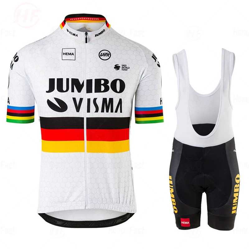 

2021 New Team Jumbo Visma Cycling Jersey Set Bicycle Maillot Mens Breathable MTB Quick Dry Bike Ropa Ciclismo 19D Gel Pad