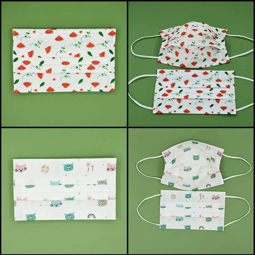 

30/60/100/200Pcs Disposable Child Mouth Masks Fruit Watermelon Cat Print Cartoon Anime Face Mask Kawaii Mascara Anonymous Mask