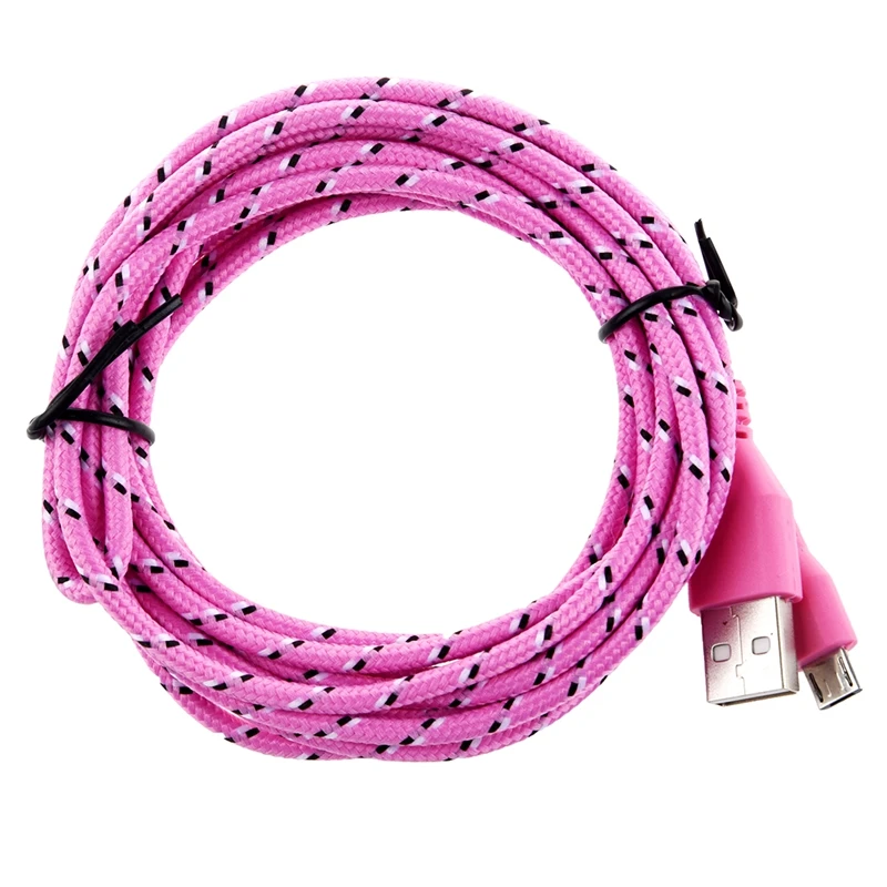 2 х 3 м Плетеный тканевый мини USB кабель для передачи данных и синхронизации