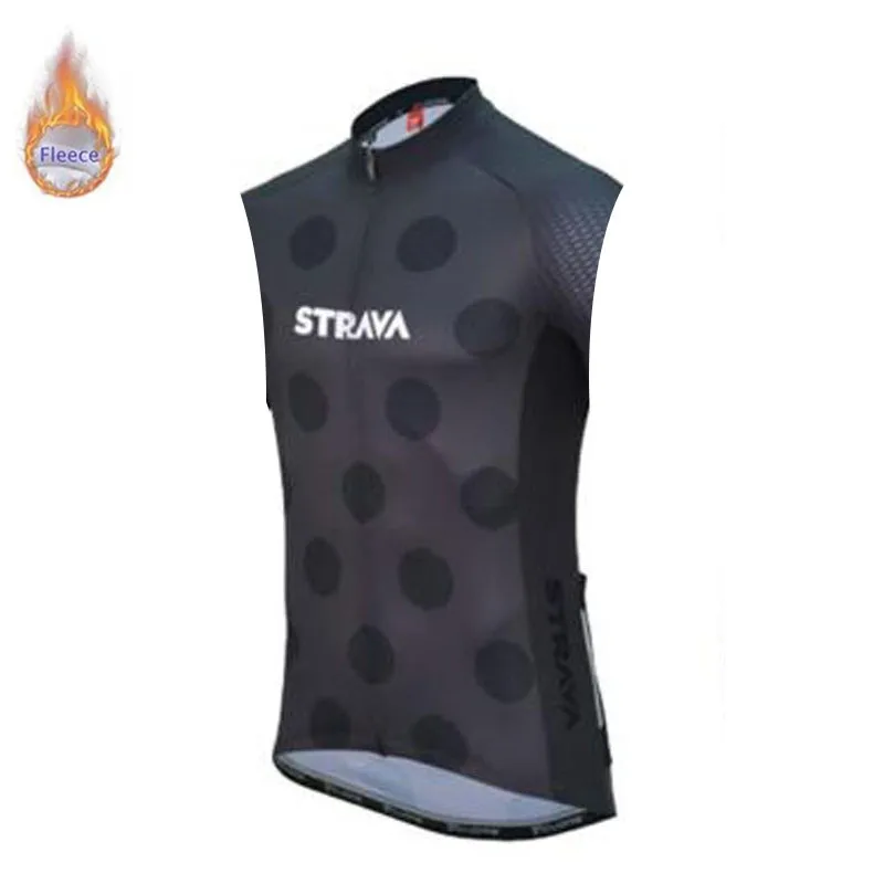 2019 STRAVA Зимняя Теплая Флисовая Мужская велосипедная безрукавка Джерси одежда Pro