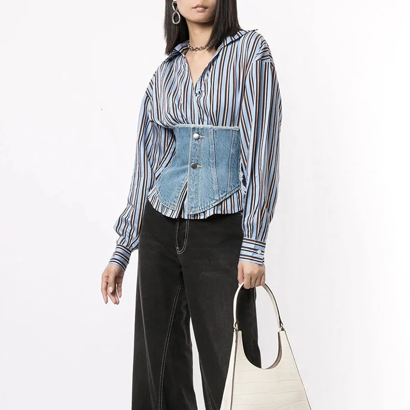 Рубашка женская TWOTWINSTYLE осенняя с длинным рукавом и отложным воротником | Женская