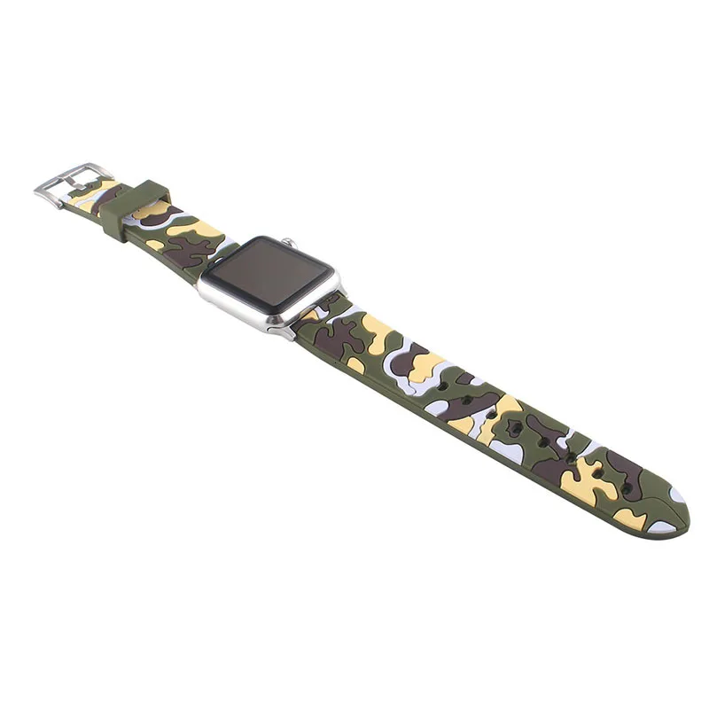 Спортивный силиконовый ремешок fohuas Camo 44 мм 38 мм для Apple Watch, аксессуары для наручных часов, сменный Браслет 42 мм, серия 1, серия 2