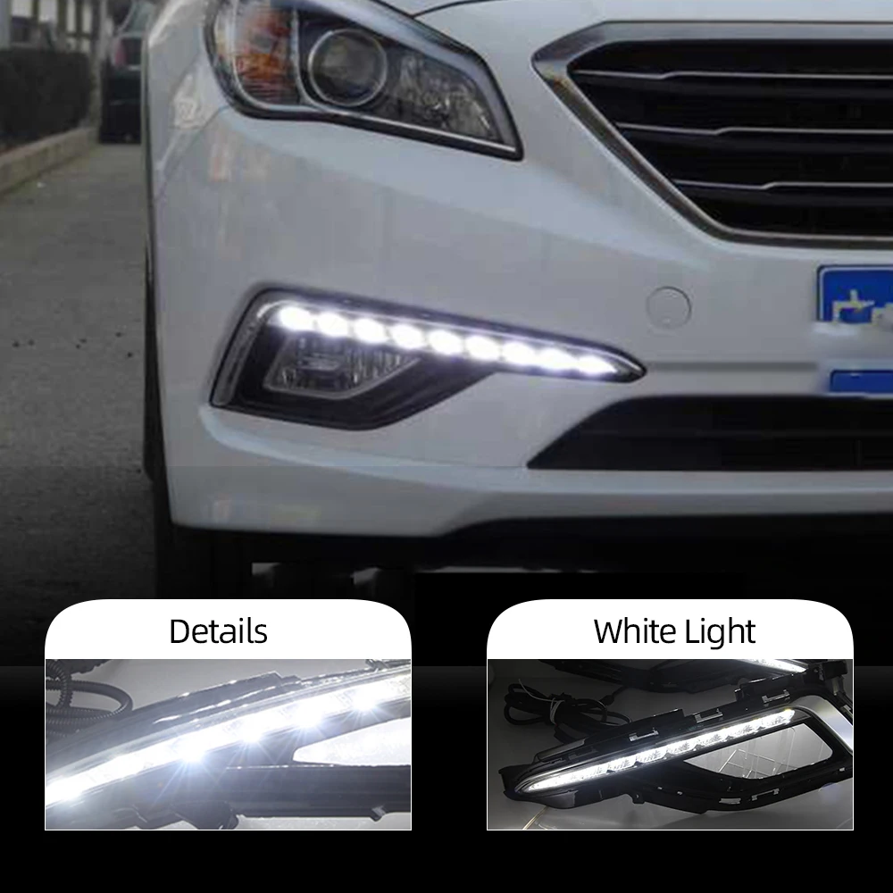CSCSNL 2 шт. DRL для Hyundai Sonata 9 2014 2015 2016 Противотуманные фары Дневные ходовые огни фара 12
