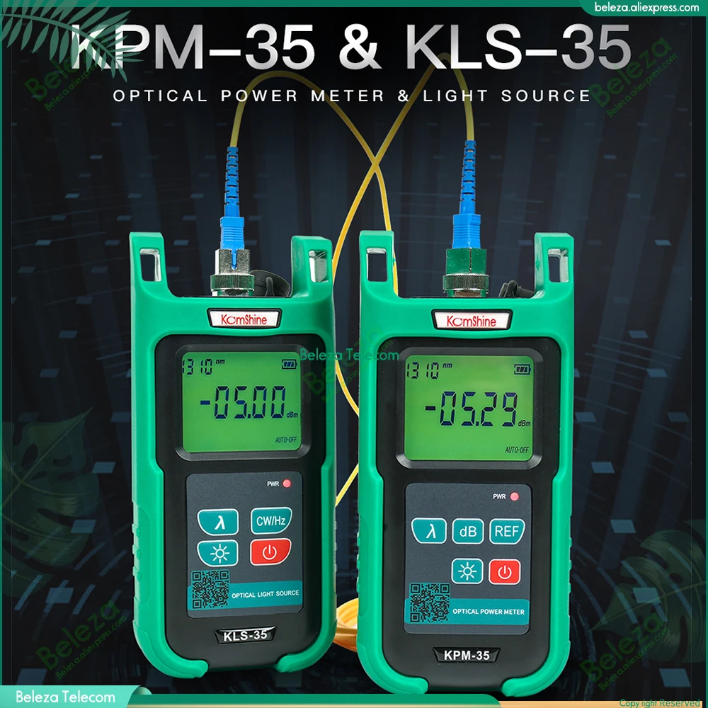 KomShine OPM KPM-35-A and LS KLS-35-S Optic Fiber Power Meter FTTH Cable Tester and Singlemode Fiber Optical Light Source KLS-35