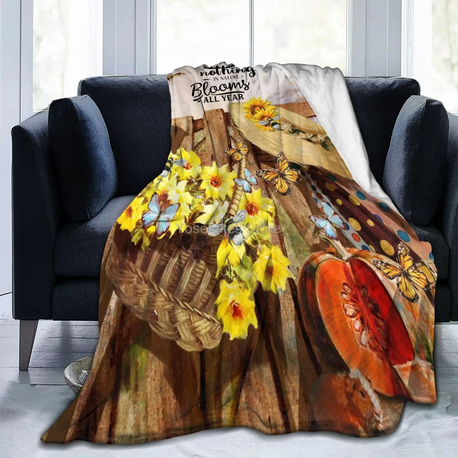 

Be Patient with Yourself Sunflowers Farm Flannel Fleece Blanket for Couch Bed Sofa Ultra Soft Blankets