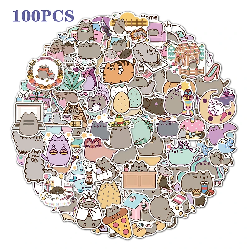 

100PCS Series Cat Stickers Decoration Korea Style DIY Seamless Computer Stickers
