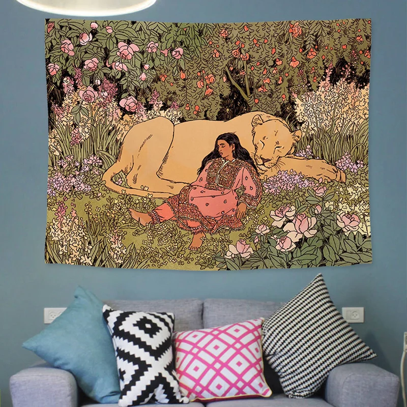 Винтажный Ретро гобелен пейзаж креативное Психоделическое искусство настенное