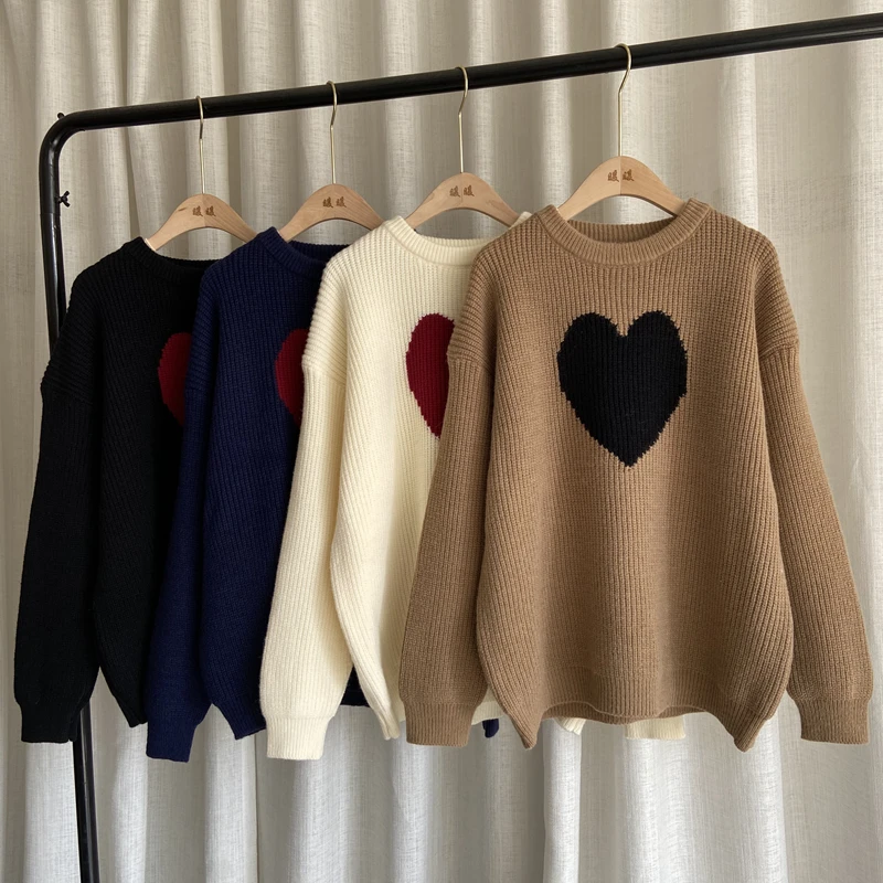 

Net red same Khaki sweater women's Korean version lazy style sweater foreign style love leisure wear thickened jacket