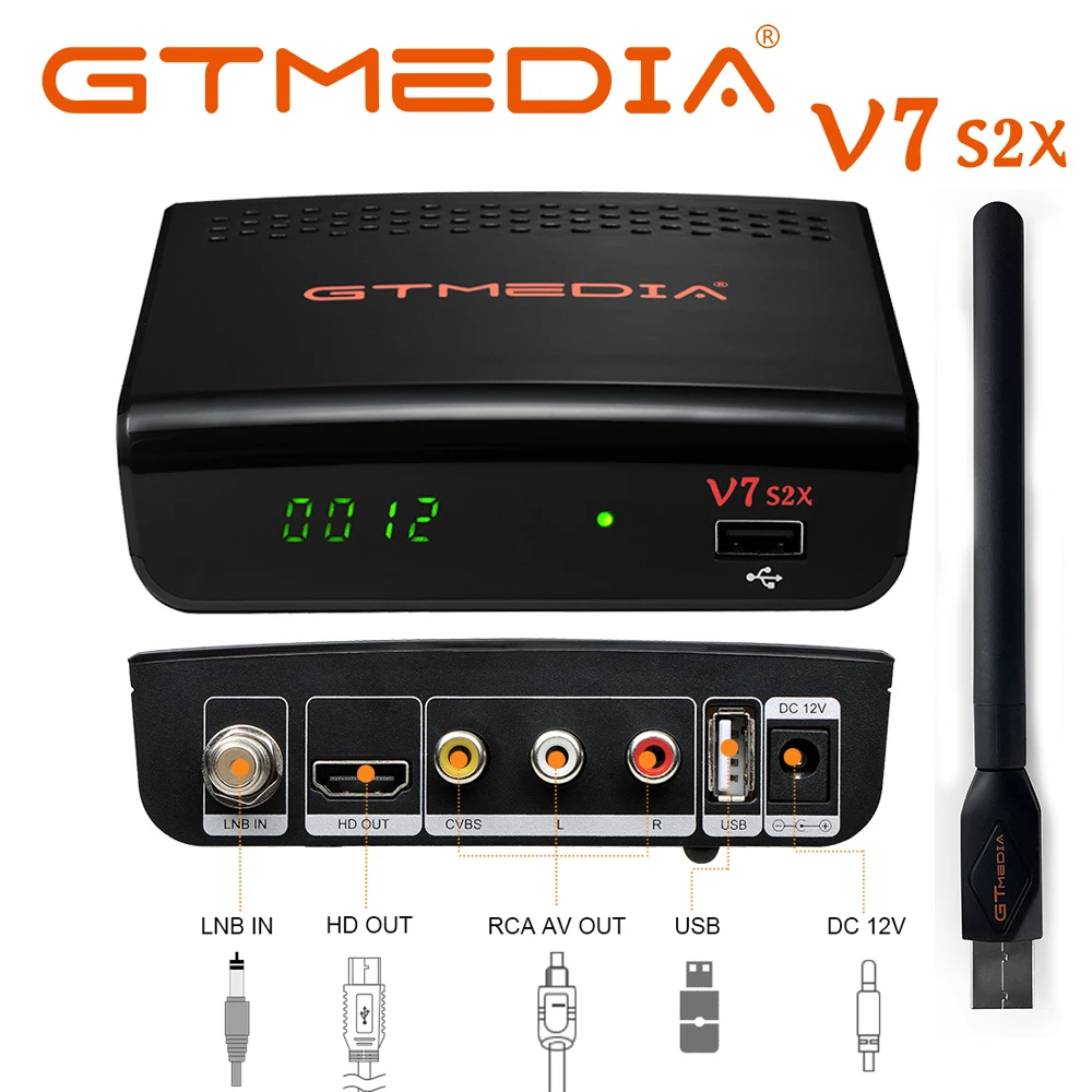 Gtmedia V7 S2x DVB S2 спутниковый ресивер с usb wifi gtmedia V7s HD цифровой обновление ccam BOX Freesat v7s