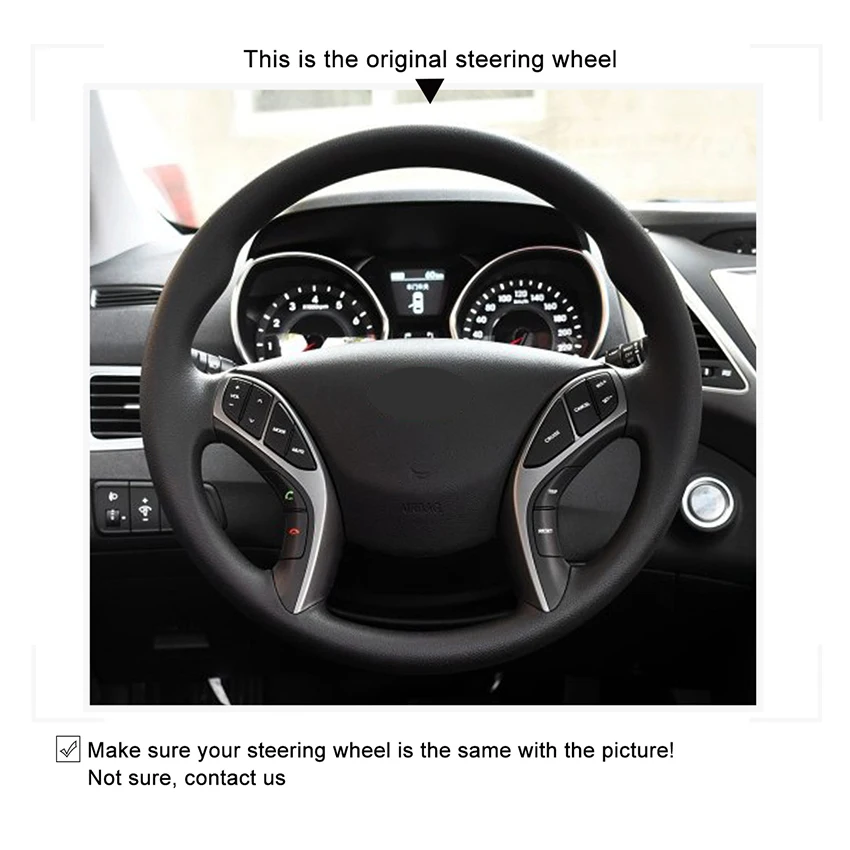 Hand-stitched Black Artificial Leather Anti-slip Car Steering Wheel Cover for Hyundai Elantra 3 2011-2016 Sport 2011 | Автомобили и