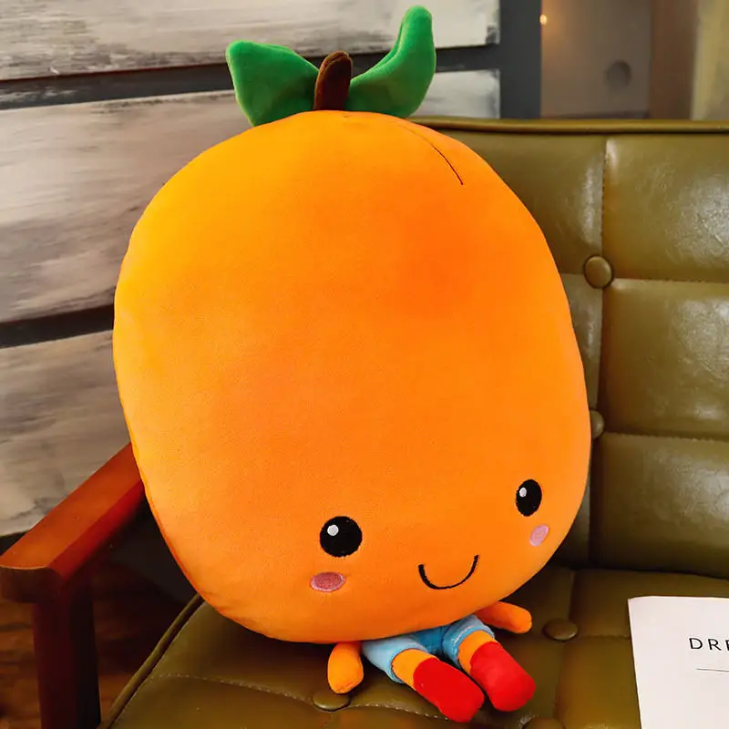 orange 1 шт. мультфильм улыбка фрукты подушки в виде овощей мультфильм морковь брокколи помидор теплая подушка с отверстиями для рук мягкие игрушки для детей подарок - Цвет: orange