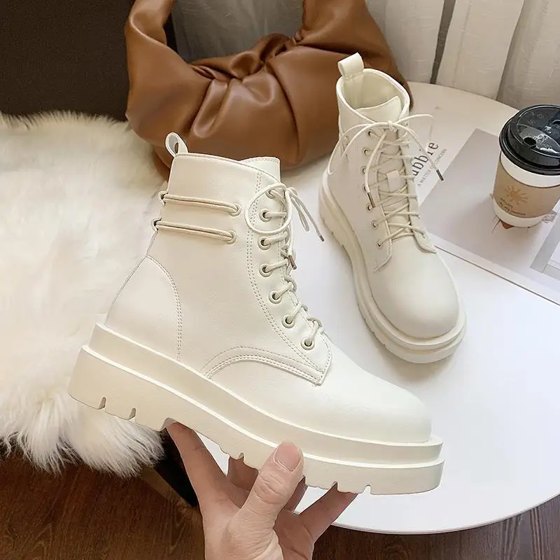 

Women Ankle Boots Winter Round Toe Zip Lace Up Platform 2021 Fashion Shoes For Non Slip Chelsea Boots Botines De Mujer