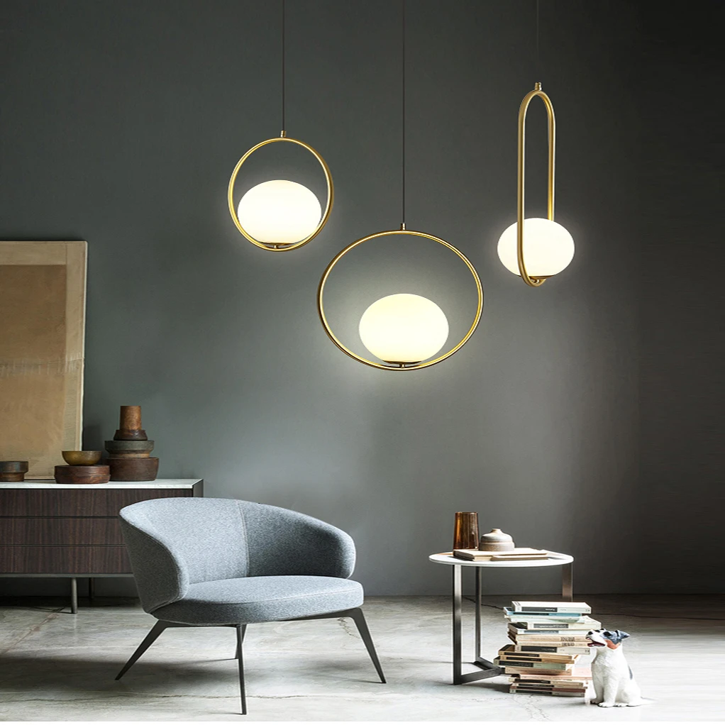 

Creative Led Pendant Light Home Decor Nordic Luxury Living Room Glass Ball Pendant Light Bedroom Decoration Interior Lighting