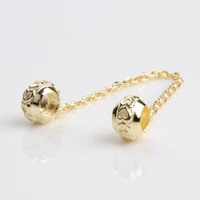 original 925 sterling silver golden heart chain safety chain fit pandora women bracelet necklace diy jewelry