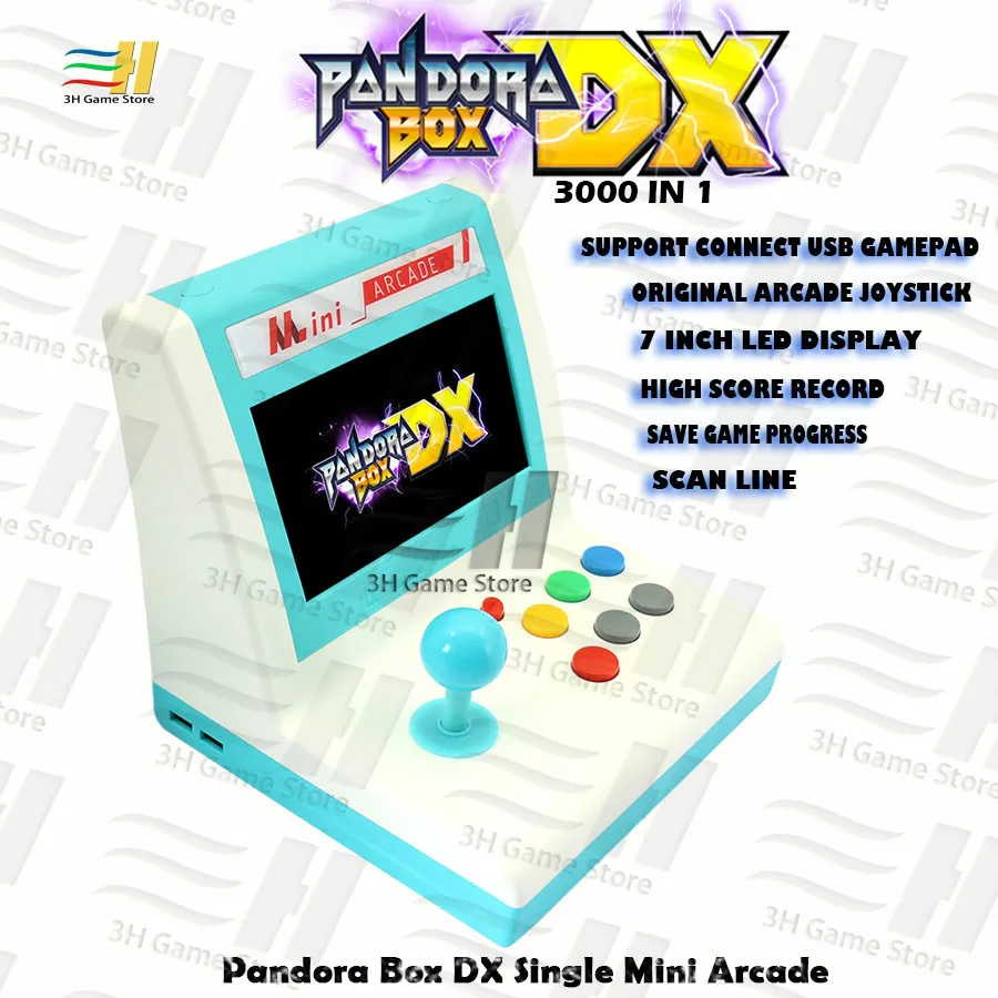 Pandora Box DX 3000 в 1 одиночный мини аркадный бартоп 7 дюймовый дисплей может сохранить
