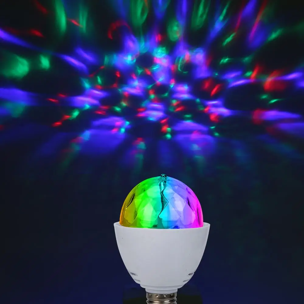 E27 RGB светодиодный светильник 3 Вт вращающийся хрустальный магический шар для сцены, для вечеринки, для диджеев, дискотека, цветной светильник, вечерние лампы, светильник для украшения дома