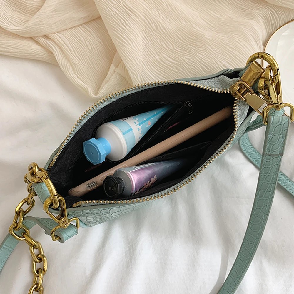 

Fashion Chain Woman Shoulder Bag Black Stone Soft Zipper Crossbody Versatile Purses And Handbags Bolsa Feminina Bolsos Mujer Sac